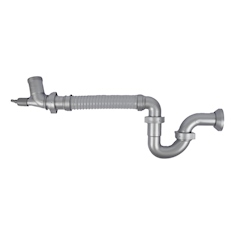 TRAMPA FLEXIBLE PARA LAVABO Y FREGADERO POLIPROPILENO 1 TARJA GRIS