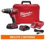 TALADRO PERCUTOR INALÁMBRICO MILWAUKEE M18 DE 1/2 DE PULGADA. INCLUYE BATERÍAS Y CARGADOR