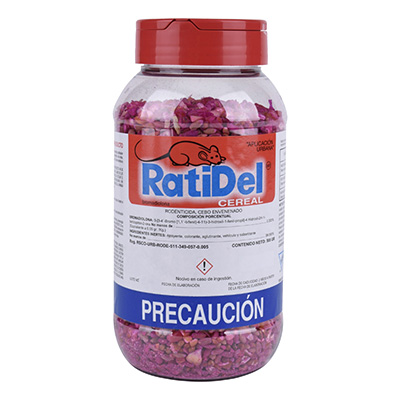 RODENTICIDA/CEBO ENVENENADO CEREAL 500 GR ROSA RATIDEL-B