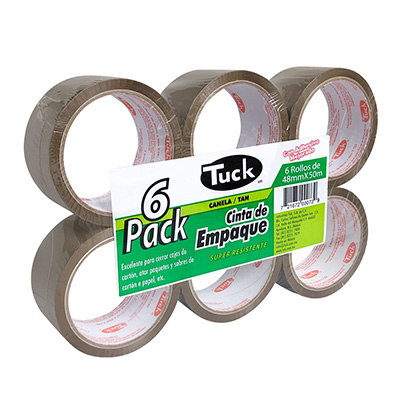 CINTA DE EMPAQUE CANELA 48 MM X 50 M HOT-MELT 6 PIEZAS