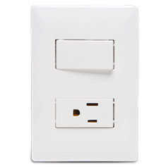PLACA CON APAGADOR SENCILLO Y CONTACTO BLANCO