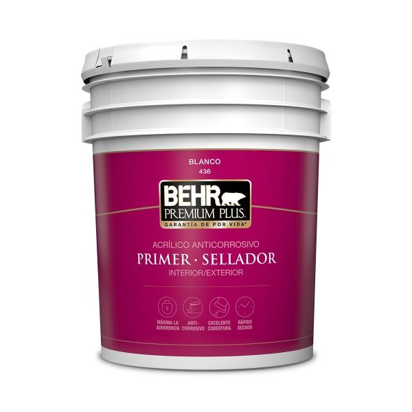 PRIMER SELLADOR BEHR PREMIUM PLUS ACRÍLICO ANTICORROSIVO BLANCO 18.6 L