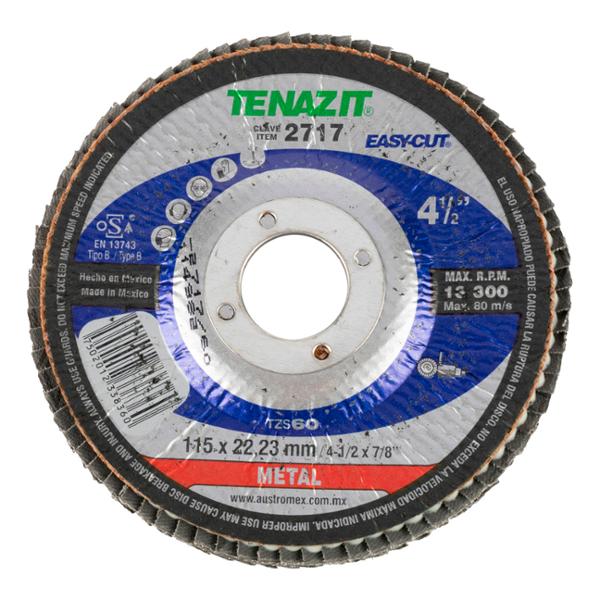 DISCO LAMINADO PARA METAL ESMERILADORA ANGULAR 4 1/2" GRANO 60