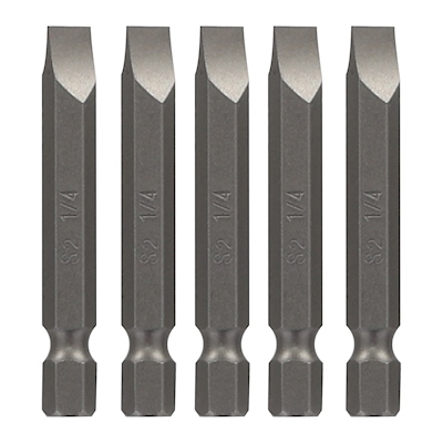 JUEGO DE PUNTAS PLANAS 1/4" X 2" PARA DESARMADOR 5 PIEZAS