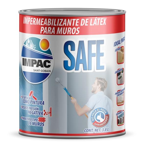 IMPERMEABILIZANTE DE LATEX PARA MUROS IMPAC SAFE 10 AÑOS BLANCO 3.8 L