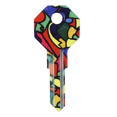 LLAVE RESIDENCIAL DECORADA PARA CERRADURA PHILLIPS VARIOS COLORES