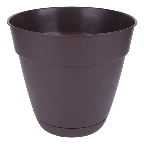 MACETA PLÁSTICA CON PLATO 20.2CM CAFÉ