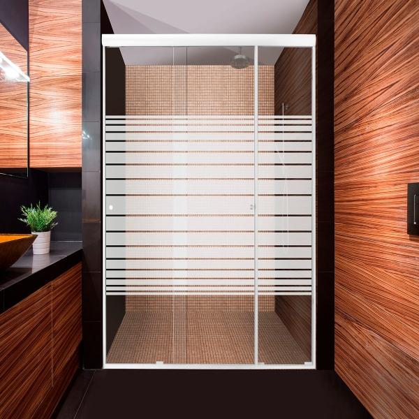 CANCEL PARA BAÑO CORREDIZO FIJO Y DOBLE PERFIL BLANCO VIDRIO ESMERILADO 185 X 187 CM ALUMINIO