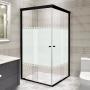 CANCEL PARA BAÑO ESQUINERO PERFIL NEGRO VIDRIO TEMPLADO 200 X 187 CM ALUMINIO