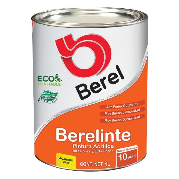 PINTURA BEREL BERELINTE VINIL ACRÍLICA INTERIOR/EXTERIOR 1L BASE ACCENT MATE