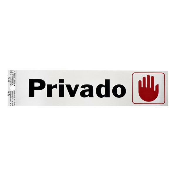 LETRERO DE ALUMINIO PARA PARED PRIVADO 5 X 20.5 CM