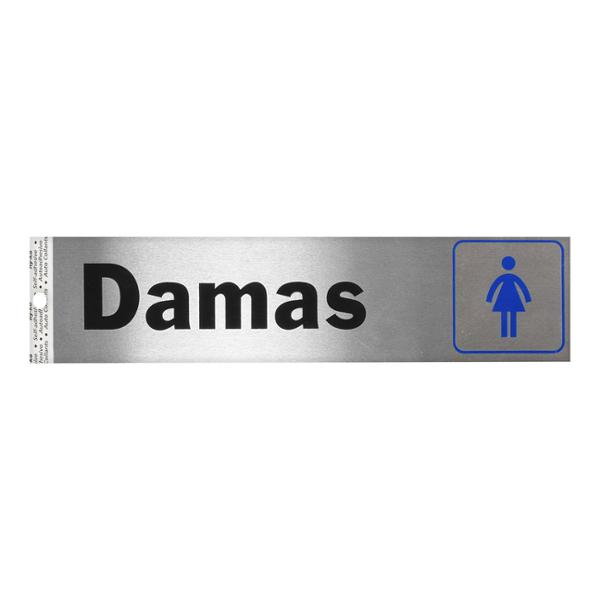 LETRERO DE ALUMINIO DAMAS DE 20.5 X 5 CM