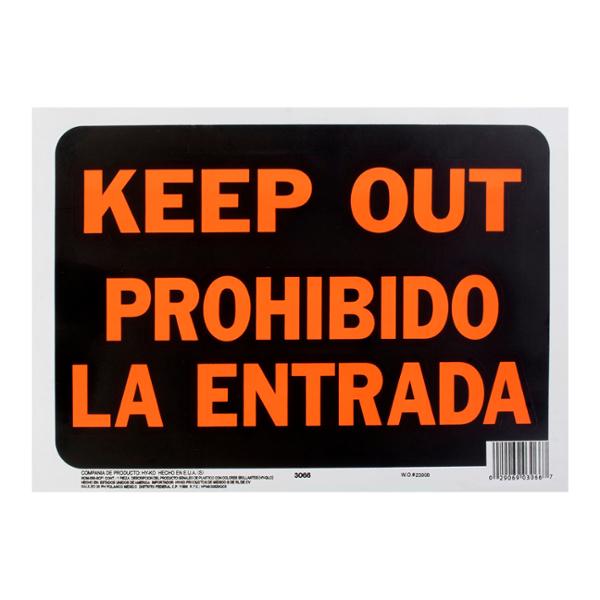 LETRERO DE PLÁSTICO PARA PARED PROHIBIDO LA ENTRADA 21.5 X 30.5 CM