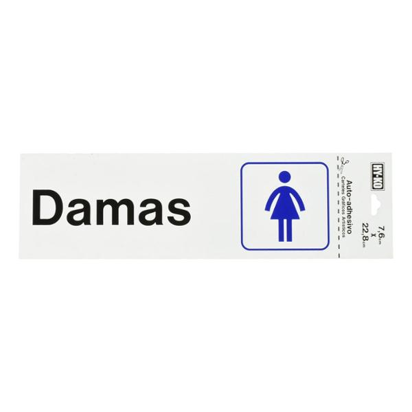 LETRERO DAMAS DE 7.6 X 22.8 CM BLANCO