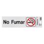 LETRERO DE PLÁSTICO PARA PARED NO FUMAR 7.6 X 22.8 CM