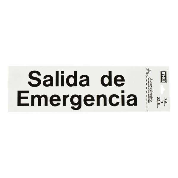 LETRERO SALIDA DE EMERGENCIA DE 7.6 X 22.8 CM BLANCO
