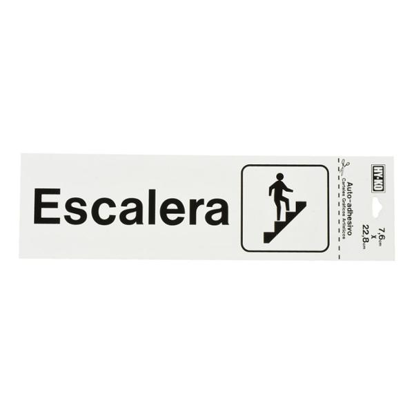 LETRERO ESCALERA DE 7.6 X 22.8 CM BLANCO