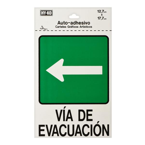 LETRERO DE PLÁSTICO DE "EVACUACIÓN" IZQUIERDA