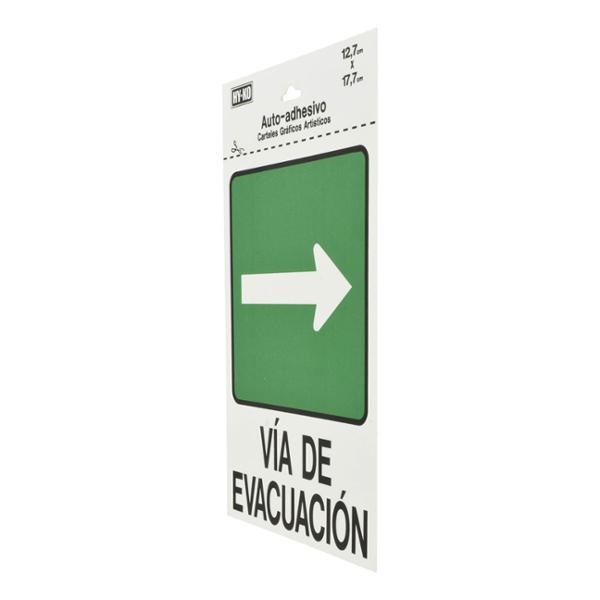 LETRERO VÍA DE EVACUACIÓN DE 12.7 X 17.7 CM VERDE