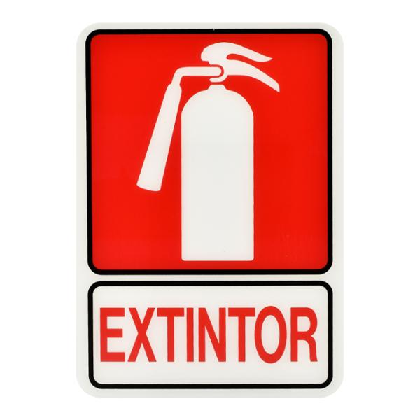 LETRERO DE ACRÍLICO PARA PARED "EXTINTOR" 17.78 X 12.70 CM