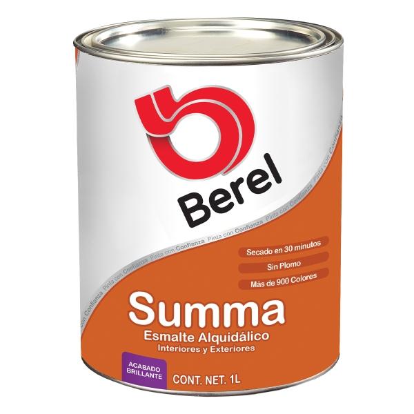 PINTURA BEREL SUMMA ALQUIDÁLICO INTERIOR/EXTERIOR 1L COLOR BERMELLON BRILLANTE