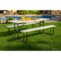 MESA CON BANCAS DE JARDÍN PICNIC ACERO / RESINA BLANCA