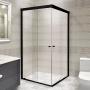 CANCEL PARA BAÑO ESQUINERO PERFIL NEGRO VIDRIO TRANSPARENTE 200 X 187 CM ALUMINIO