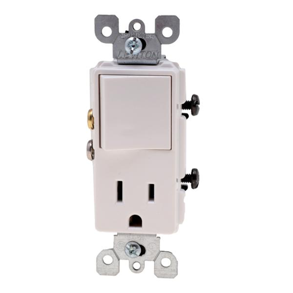 INTERRUPTOR Y CONTACTO DE CONEXIÓN A TIERRA BLANCO LEVITON