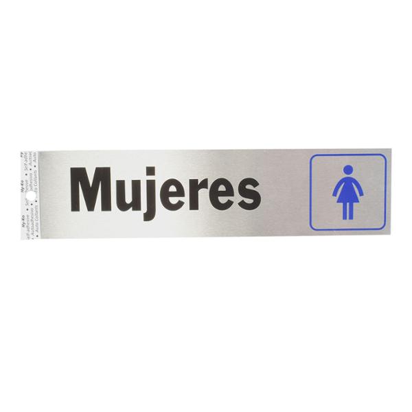 LETRERO DE ALUMINIO PARA PUERTAS MUJERES 20.3 X 5.1 CM