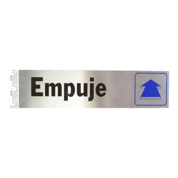 LETRERO DE ALUMINIO PARA PARED "EMPUJE" DE 20.3 X 5.1 CM