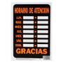 LETRERO DE PLÁSTICO PARA PARED HORARIO DE ATENCIÓN 30.6 X 21.5 CM
