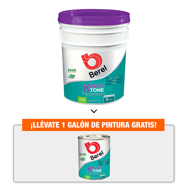 PINTURA BEREL KALOS-TONE VINIL ACRÍLICA INTERIOR/EXTERIOR 19L BASE TINT SATINADO