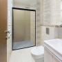 CANCEL PARA BAÑO CORREDIZO PERFIL NEGRO VIDRIO TRANSPARENTE 121 A 125 X 187 CM ALUMINIO