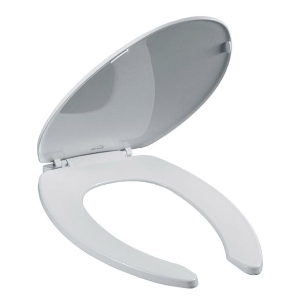 ASIENTO PARA BAÑO ALARGADO PLÁSTICO BLANCO BISAGRAS AJUSTABLES