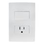 PLACA CON INTERRUPTOR SENCILLO Y 1 CONTACTO CON TIERRA BLANCO LEVITON