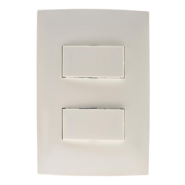 PLACA CON 2 INTERRUPTORES SENCILLOS BLANCO LEVITON CIEN