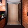 CANCEL PARA BAÑO CORREDIZO DOBLE PERFIL PLATA VIDRIO TRANSPARENTE 191 A 195 X 187 CM ALUMINIO