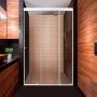 CANCEL PARA BAÑO CORREDIZO DOBLE PERFIL BLANCO VIDRIO TRANSPARENTE 196 A 200 X 187 CM ALUMINIO