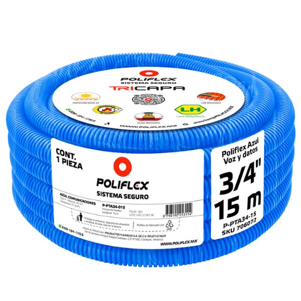 POLIFLEX TRICAPA AZUL TELECOMUNICACIONES 3/4 ROLLO