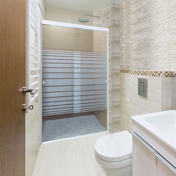 CANCEL PARA BAÑO CORREDIZO PERFIL BLANCO VIDRIO ESMERILADO FRAJAS 101 A 105 X 187 CM ALUMINIO