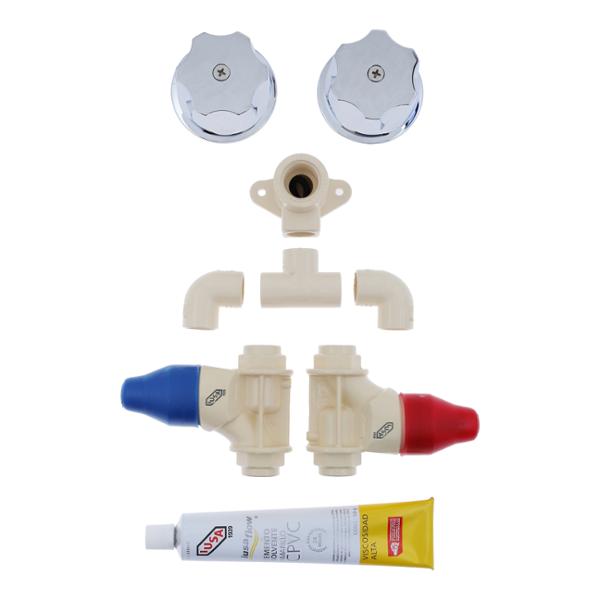 KIT DE VÁLVULA DE EMPOTRAR DE CPCV PARA REGADERA 6 PIEZAS