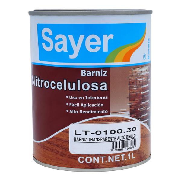 BARNIZ NITROCELULOSA PARA MUEBLES TRANSPARENTE ALTO BRILLO REALCE DE VETA 1 L