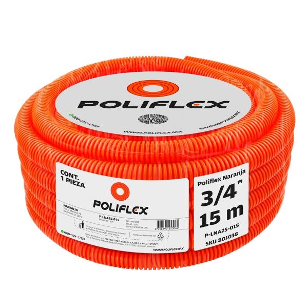 POLIFLEX NARANJA 3/4" ROLLO 15M