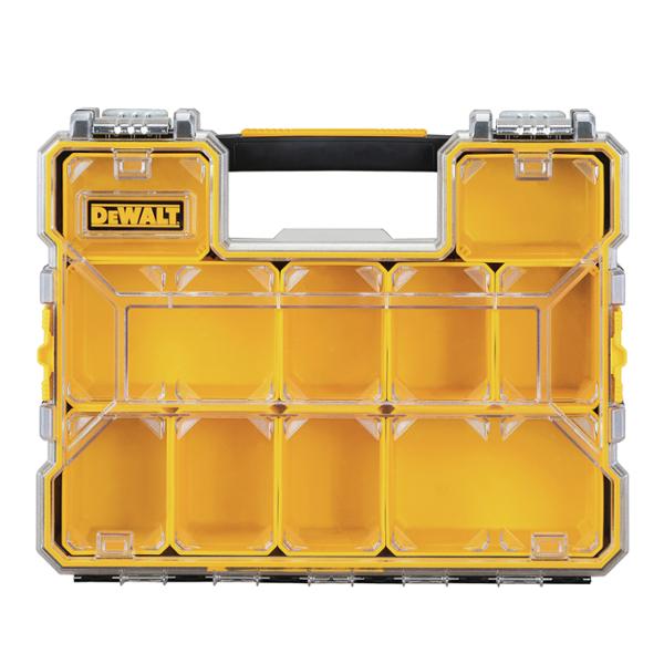 ORGANIZADOR PARA HERRAMIENTAS PORTATIL CON 10 COMPARTIMENTOS DE PLASTICO CON TAPA TRANSPARENTE