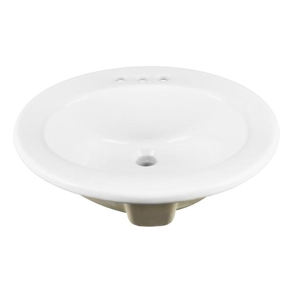 LAVABO PARA BAÑO DE SOBREPONER BLANCO REDONDO 48.9 CM CON REBOSADERO