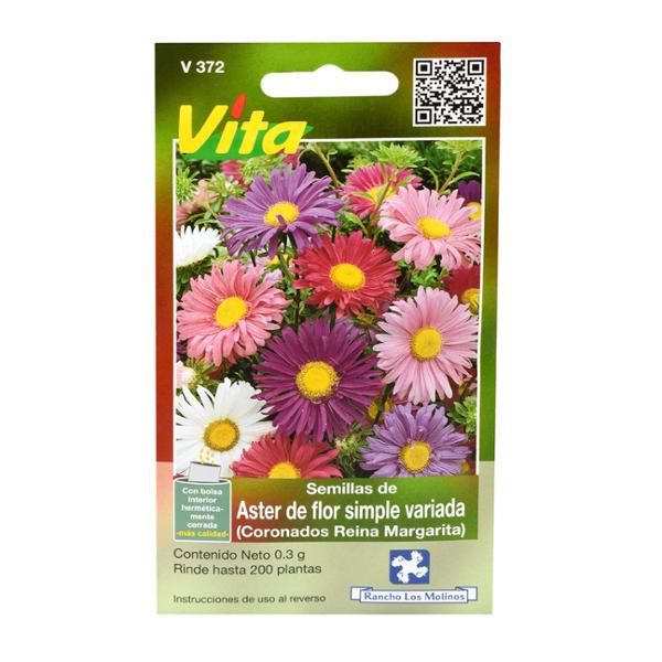 SEMILLAS DE ASTER DE FLOR SIMPLE VARIADA 0.3 GR VITA