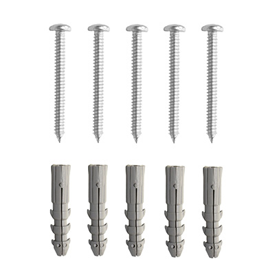 5 TAQUETES PLÁSTICO TORNILLOS3/8PULGADA GRIS