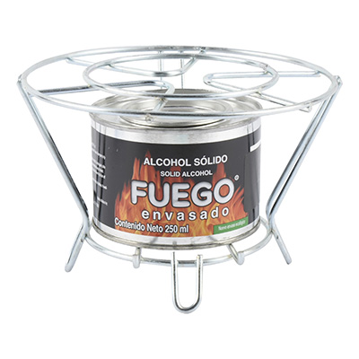PARRILLA SENCILLA CON LATA DE 250 ML PLATA FUEGO ENVASADO