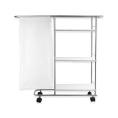 ORGANIZADOR DE LAVANDERIA MÓVIL 3 NIVELES METAL Y PLÁSTICO 84 CM CROMADO Y BLANCO