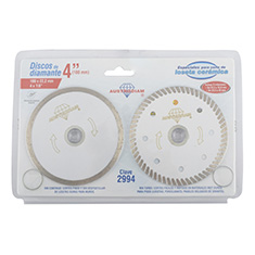 DISCOS DIAMANTADOS PARA PORCELANATO Y LOSETA MINIESMERILADORA 4" 2 PIEZAS